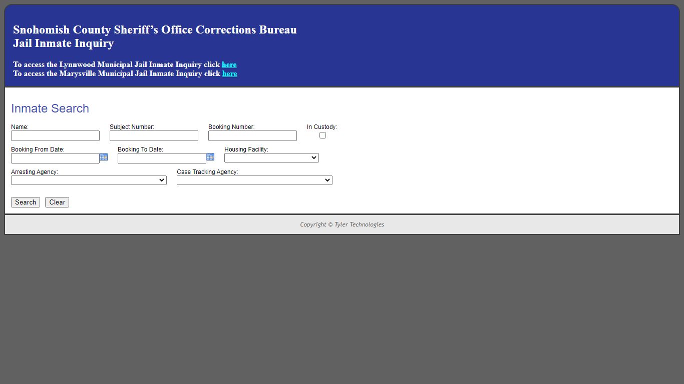 Inmate Search - Snohomish County Jail Register